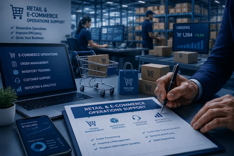 Remote Business Support for Retail Stores, E-commerce Brands, Inventory Management, and Order Fulfillment Operations.